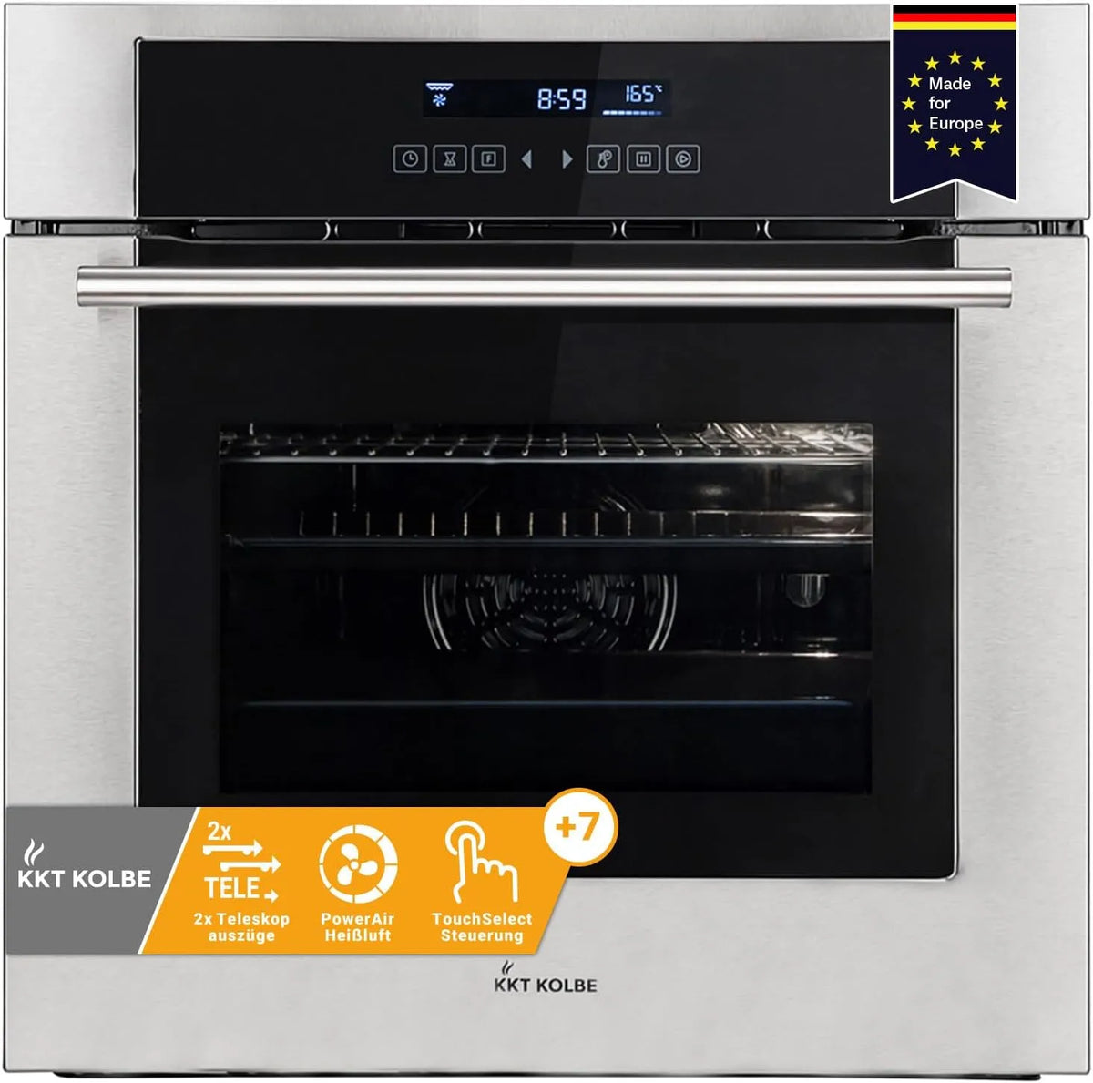 Backofen, 60 cm, 70 L, KKT EB8015ED, Einbau, Schwarz, silber schwarz