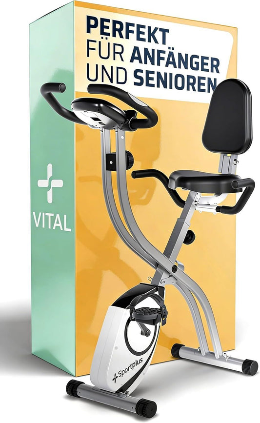 SportPlus Heimtrainer - mit Rückenlehne, klappbar, leiser Betrieb, für zuhause