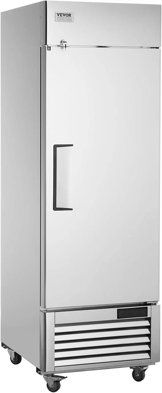 VEVOR Gefrierschrank, 570 L, -25 bis -15 °C, Gefrierfach, Edelstahl, Tiefkühlschrank, 3 verstellbaren Ablagen, Gefrierschrank mit Einzeltür