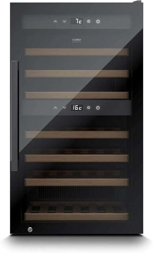 Caso WineExclusive 66 Smart Weinkühlschrank, 66 Flaschen, 5 bis 20 °C, 2 Temperaturzonen, WLAN, App, LED-Beleuchtung