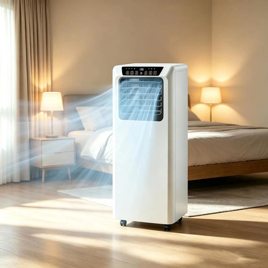 Klimaanlage 4-in-1 24h, Energieklasse A, tragbar, Timer, WLAN, Entfeuchter & Ventilator für Zuhause und Büro