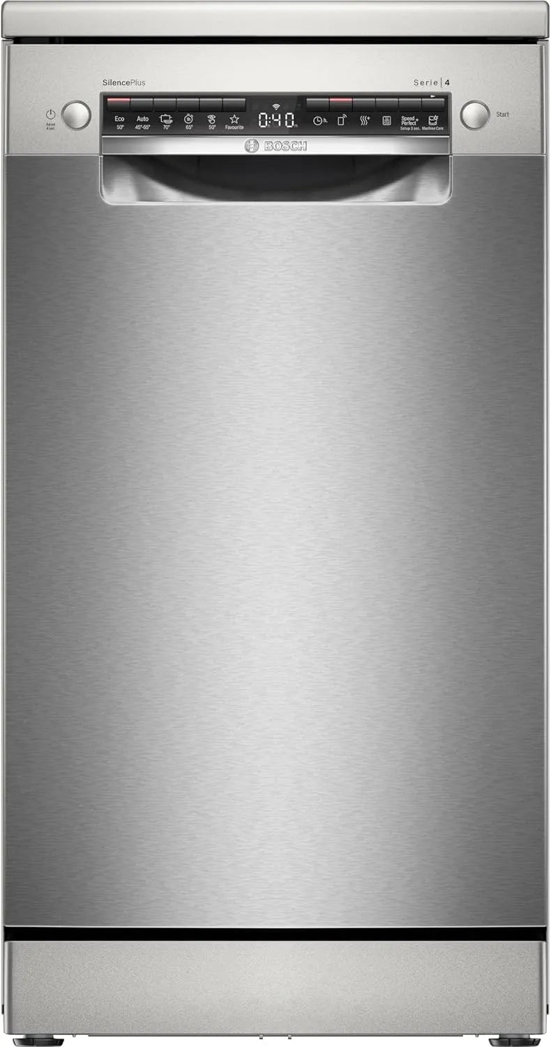 Bosch Serie 4 SPS4HMI49E Geschirrspüler, 45 cm, Home Connect, aquaStop, Slim-Format, freistehend, DuoPower für gründliche Reinigung, Besteckschublade