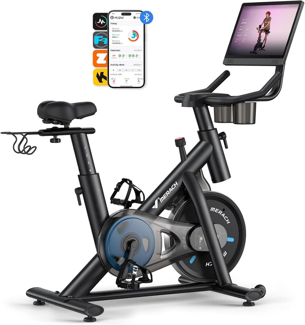 MERACH Heimtrainer: drehbar, leiser Betrieb, mit Display, für zuhause, 136KG