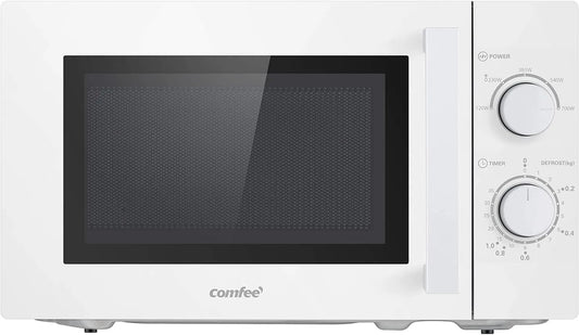 Mikrowelle Drehregler, 20L/700W, 20 L, 700 W, Auftaufunktion, Mikrowellenofen, Weiß, Comfee CMSN 20 wh Mikrowelle, Solo-Mikrowelle mit 5