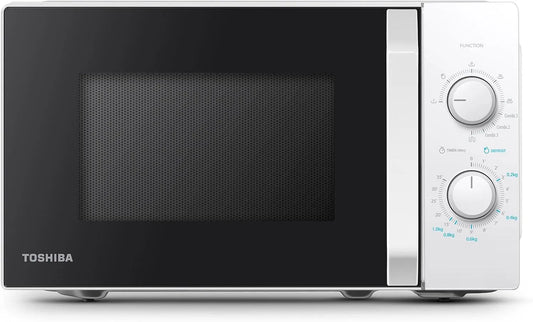 Toshiba MW2-MG20P Mikrowelle, 20 L, 800/1000 W, Grill, Timer, Mikrowellenofen, Weiß, 5 einstellbare Leistungsstufen