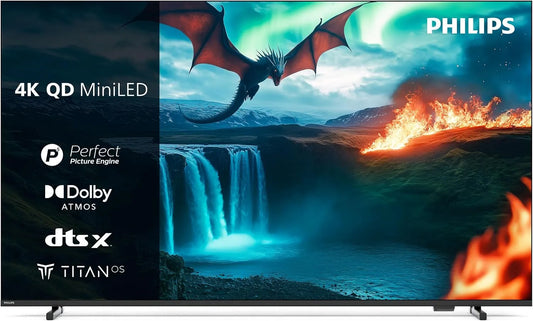 Philips 65MLED810 Smart TV, 65 Zoll, Fernseher, 4K UHD, Dolby Audio, IPS-Panel, Titan OS, Dolby Vision Und Dolby Atmos Sound