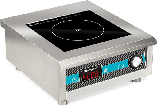 Induktionskochfeld, 5000 W, 60 bis 260 °C, 220 V, Induktionsplatte, Gewerbliches 18h-Timer, Restaurant, Gastronomie, Edelstahl