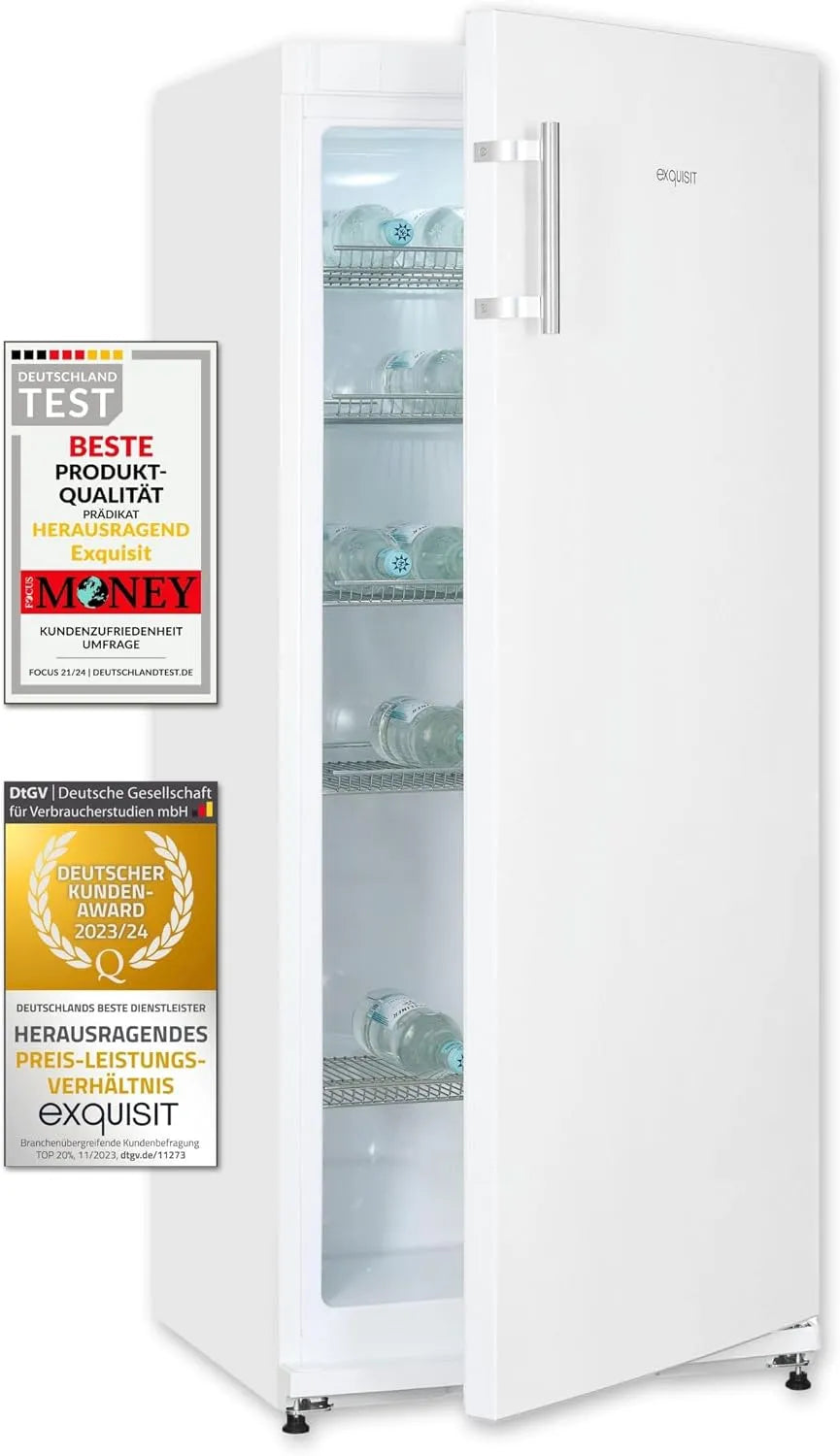 Exquisit GKS29-V-280F Kühlschrank, 254 L, Weiß, Exquisit GKS29-V-280F Getränkekühlschrank - 254 L Flaschenkühlschrank Weiß