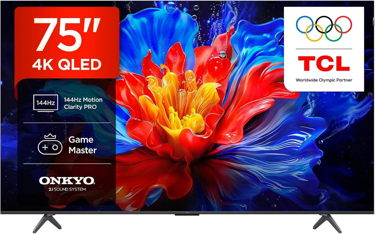 Google 75P8K Smart TV, 75 Zoll, 144 Hz, Fernseher, 4K UHD, QLED, HDR, Dolby Vision & Atmos, 144Hz Motion Clarity Pro, Onkyo 2, 1 Sound, FreeSync