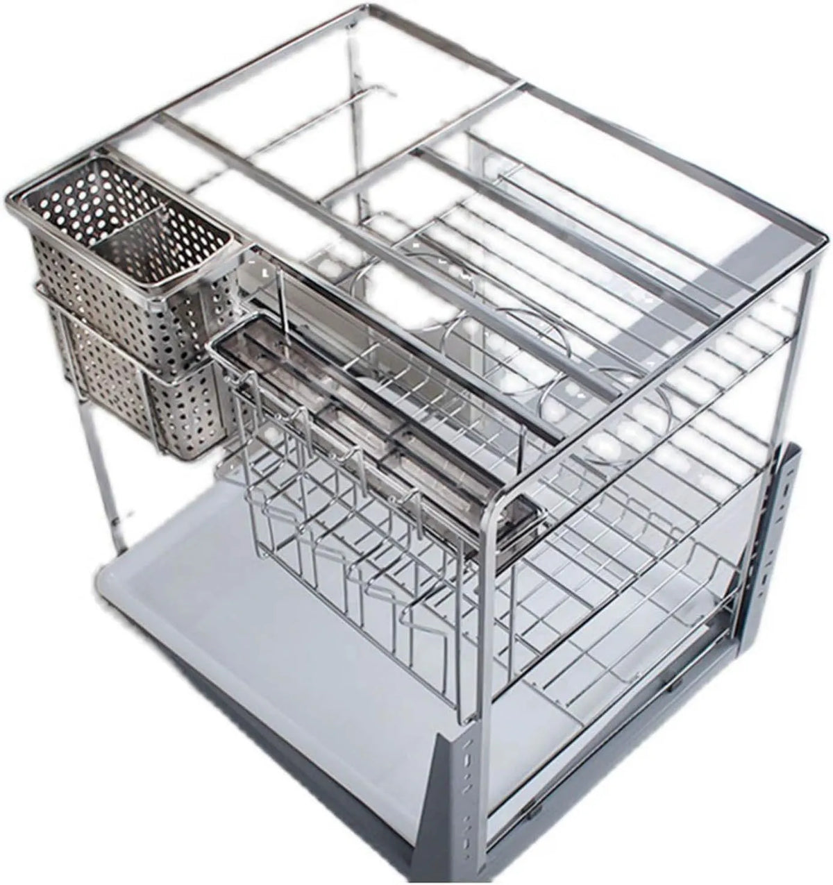 Geschirrspüler, Edelstahl, Heavy Duty Ausziehschrank Organisator, 2 Tier Edelstahl Mehrzweckregale