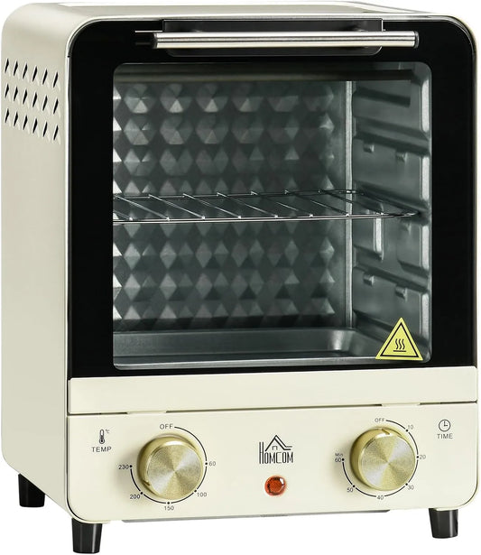 Backofen, 15 L, 1000 W, 60 bis 230 °C, HOMCOM, kompakt, Cremeweiß