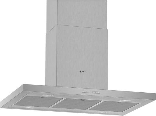 NEFF I95BBE2N0 Dunstabzugshaube, 90 cm, Küchenhaube, Abluft- und Umluftbetrieb, leise, Edelstahl, LED-Licht, N 50, Abluft oder Umluft, Made in Germany