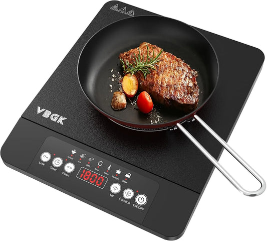 Induktionskochfeld 4-Stunden-Timer, 1 Kochzonen, 1800 W, 220 V, Induktionsplatte, Touch-Bedienung, tragbar, Kindersicherung, LCD-Display