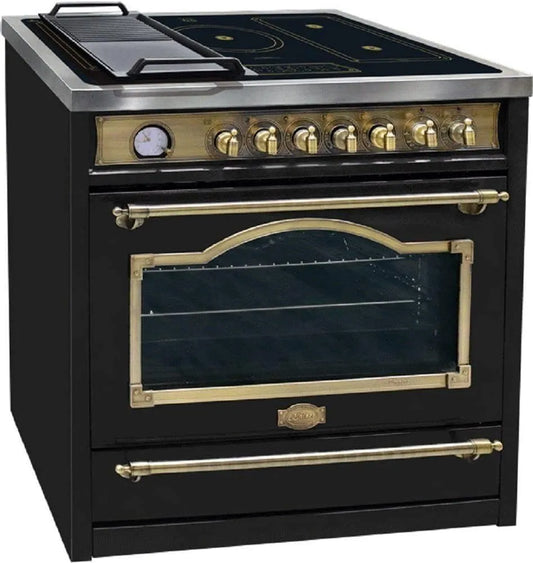 Standherd mit Backofen, 90 cm, Schwarz, Multi 8 Multifunktions-Elektro-Backofen mit Induktionskochfeld, Kaiser Induktions-Standherd HC 93655 IEm