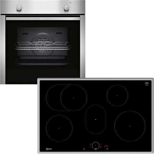 NEFF Bx18I B1DCA0AN0 Backofen, 60 x 60 cm, Einbau, autark, Edelstahl, Schwarz, N 30, N 70, Set bestehend aus B1DCA0AN0, 80 cm