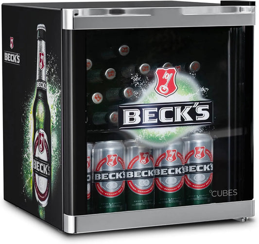 Kühlschrank, 48 L, Glas, leise, Schwarz, Bar, Grün, Küche & Gaming, Getränkekühler