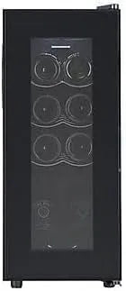 Weinkühlschrank HRV-A28DRM8, 28 L, 8 Flaschen, Energieklasse G, Schwarz, LED-Display, LED-Innenbeleuchtung, 750 ml, 5 Jahre Garanti, 3 Holzablagen
